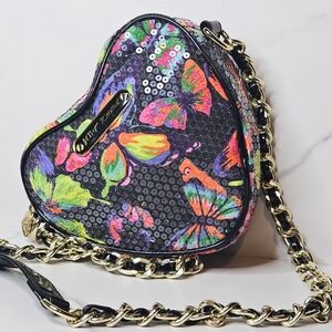 Betsy Johnson Nylon & Sequined Crossbody Faux Leather Purse